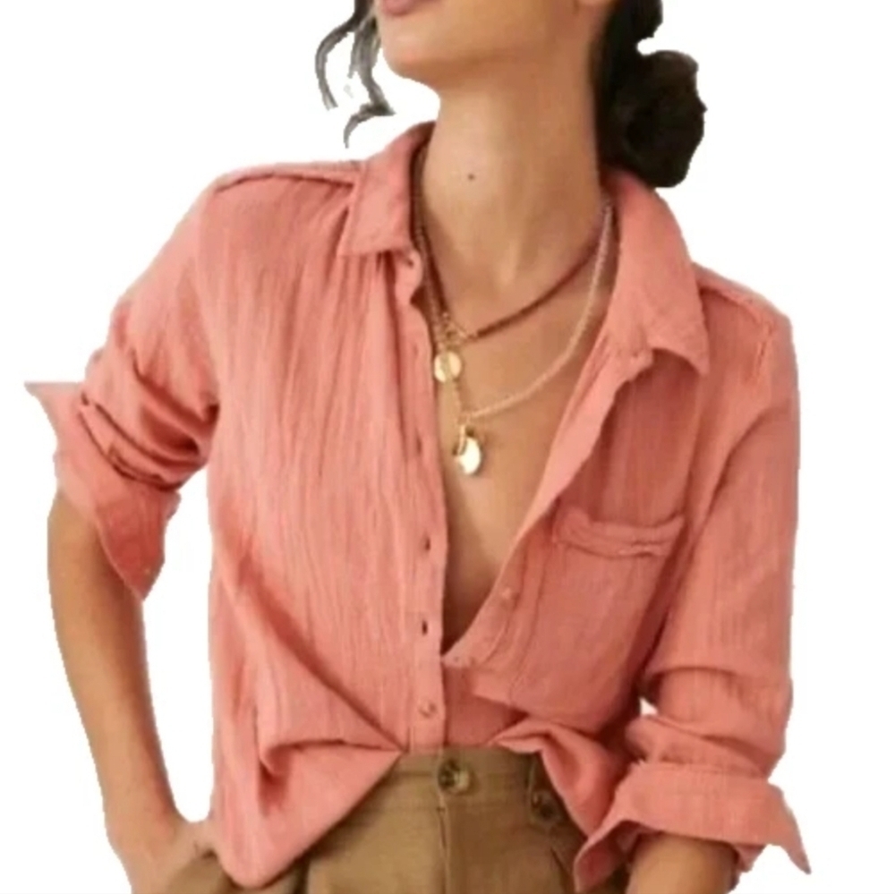 Pilcro Anthropologie Gauzy‎ Cotton Button Down